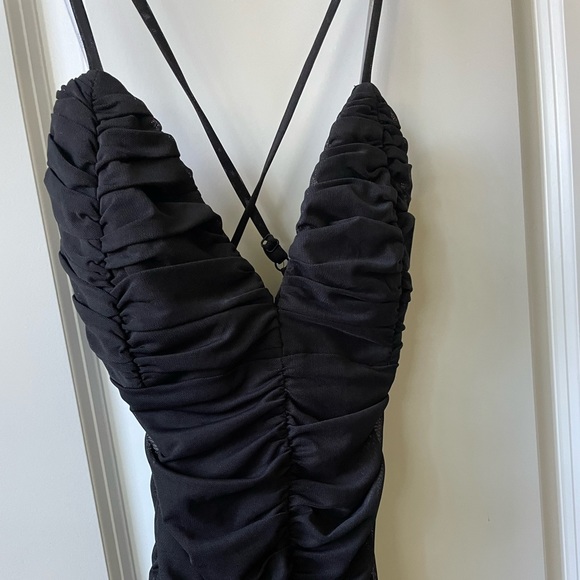 Lulus Flaunt it That Way Black Ruched Bodycon Mini Dress - Picture 2 of 5